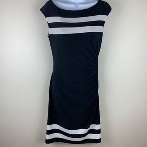 Ralph Lauren Black White Bodycon Ruched Dress # 6
